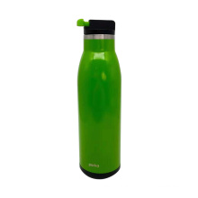 580ml Gloss Green Double Wall Stainless Steel Vacuum Sports Bottle With Hidden Rope